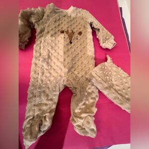 KYLE & DEENA NEWBORN  RAISED DOT MINKY FABRIC IN LIGHT BEIGE BABY ROMPER